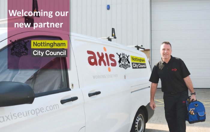 Axis person stood beside van welcoming new partner Nottingham council