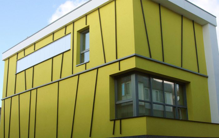 Yellow outer wall of an Energy efficient retrofit