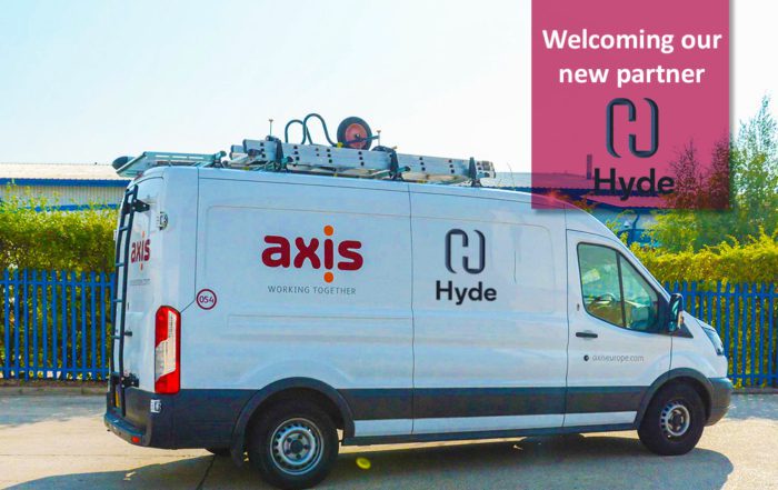 Axis van with Hyde client logo announcing new contract.