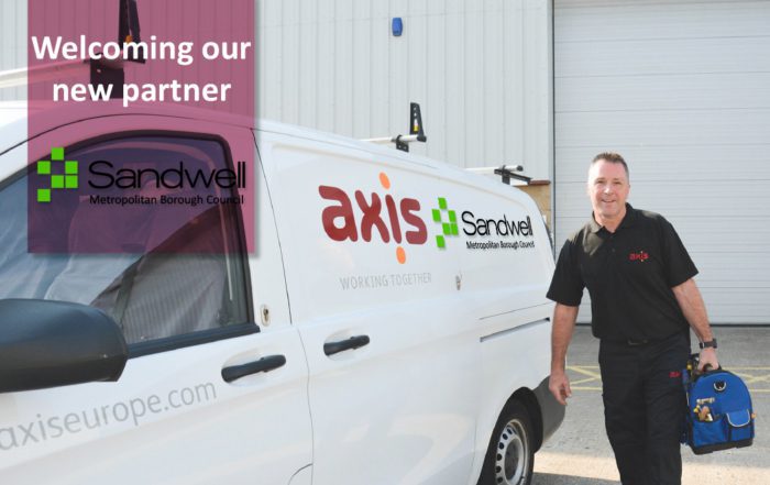 Axis person stood beside van announcing new contract win with sandwell