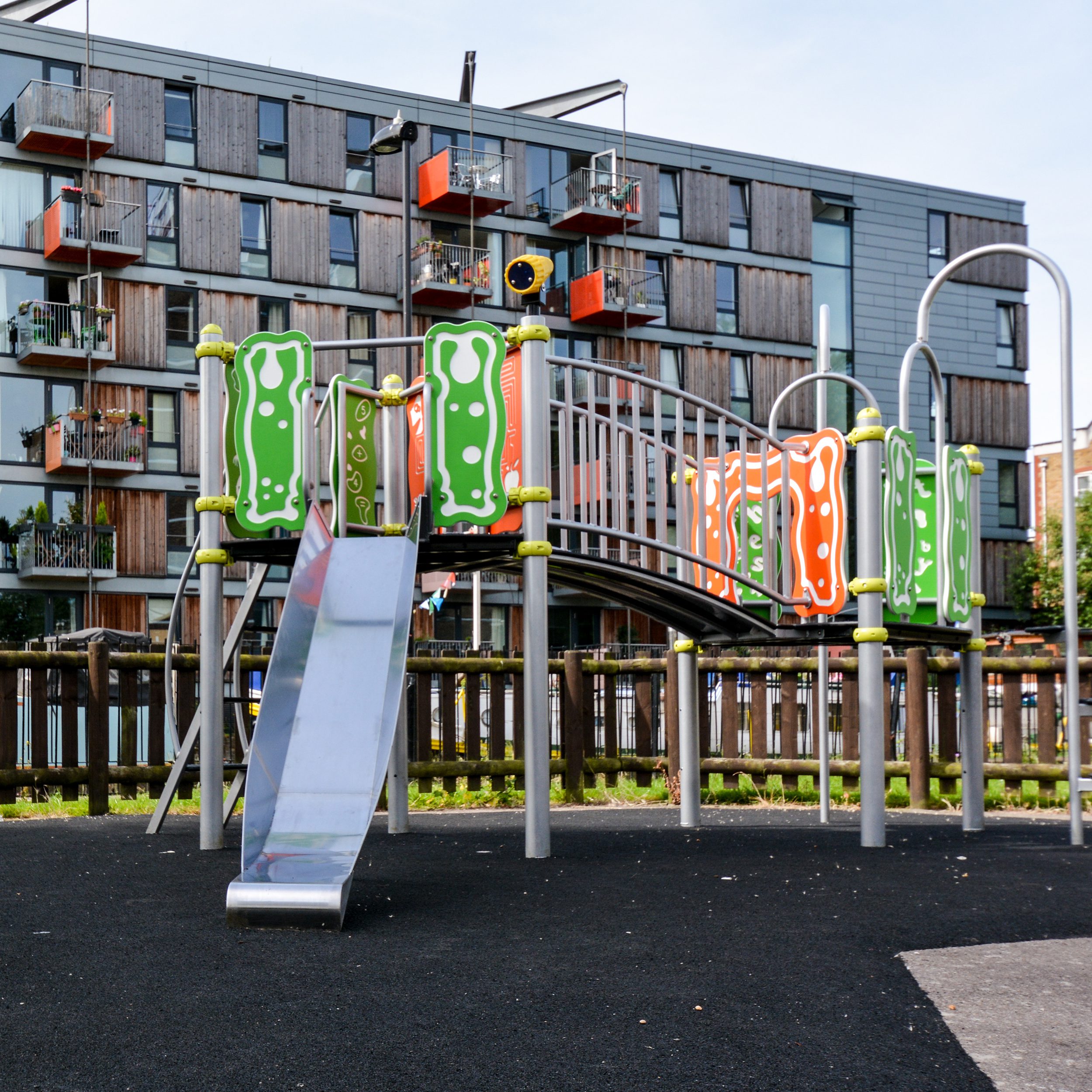 Play area in front of residential properties in hackney council