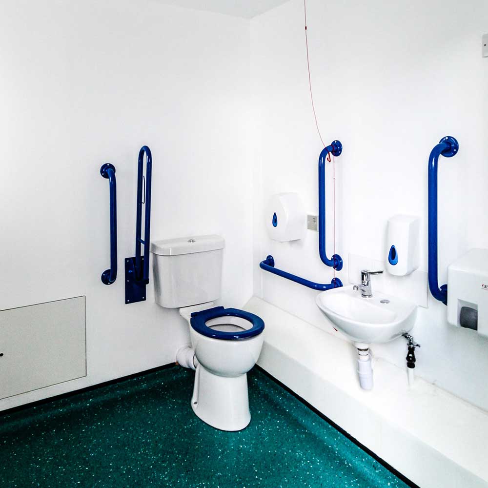 renovated bathroom inside a school in london