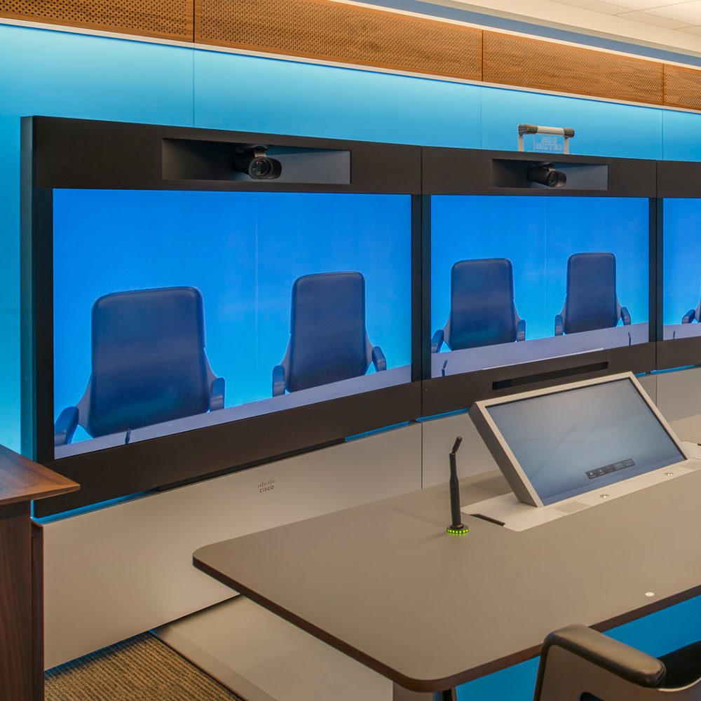 Modern meeting space for online conferencing