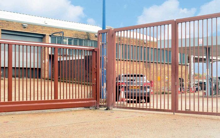 Huge MET police gate at Hendon training center
