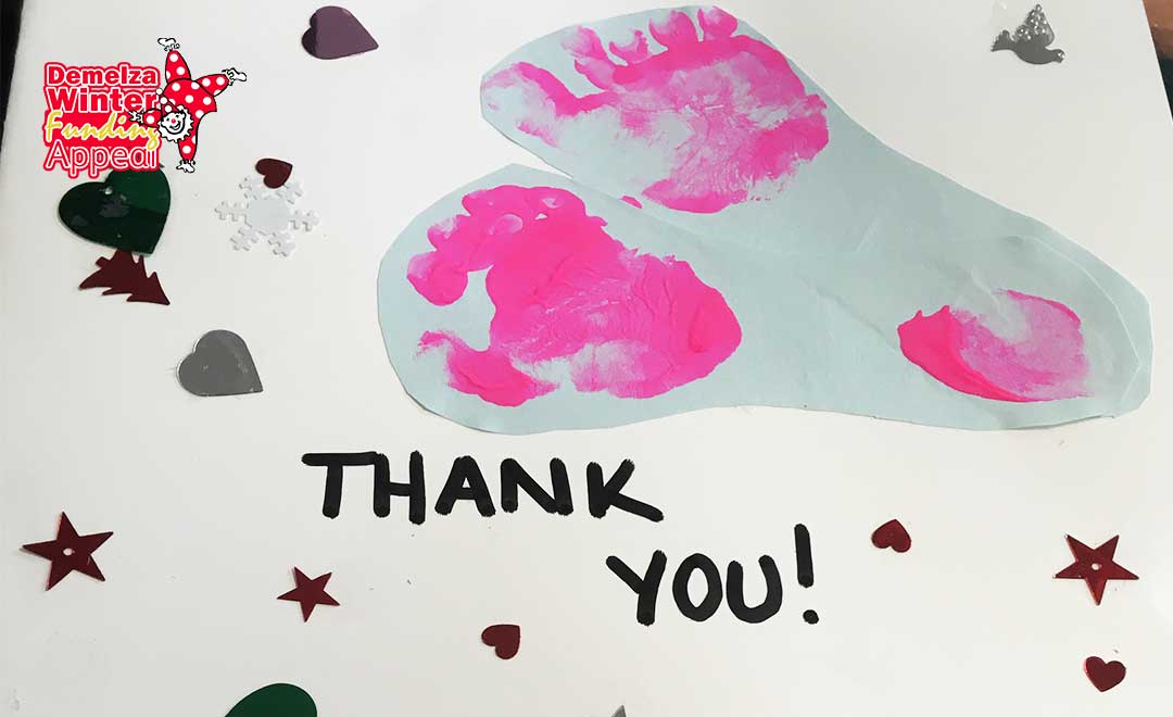 Thank you card from Demelza hospice after Axis Winter appeal raised over £75,000