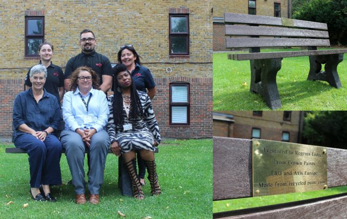 L&Q community residents sitting on the benches donated by Axis