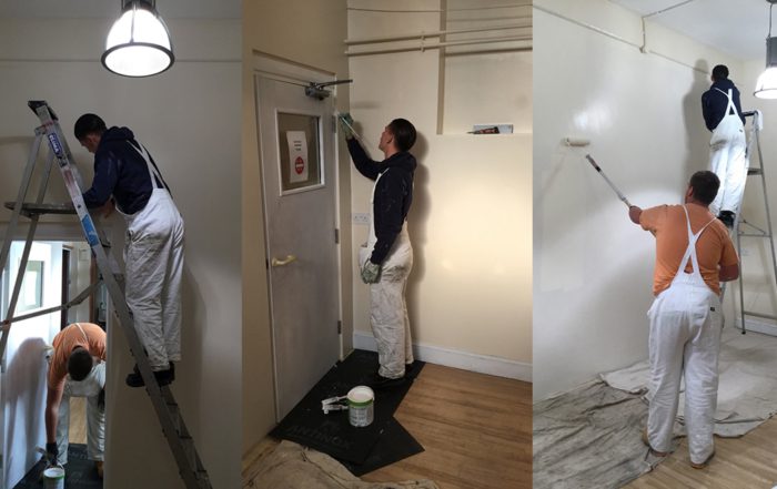 volunteers redecorating a community hall for Mind