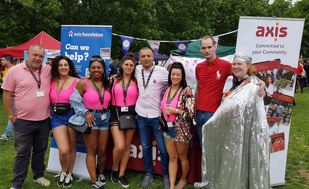 Axis team members celebrating Essex Pride along side our clients swan