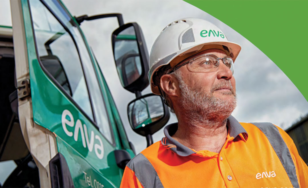 Enva branded lorry and man