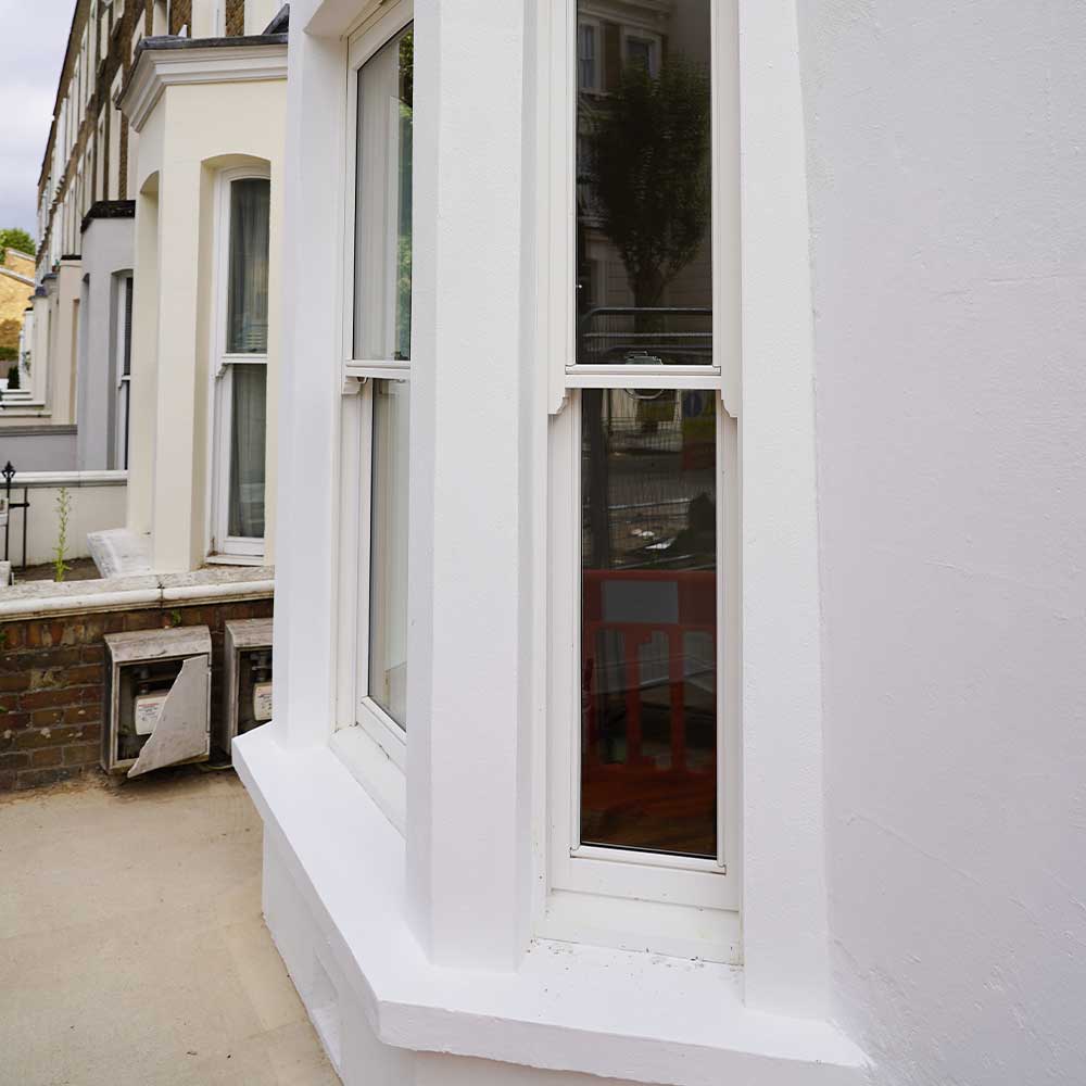 Interior view of completed bay window replacement work