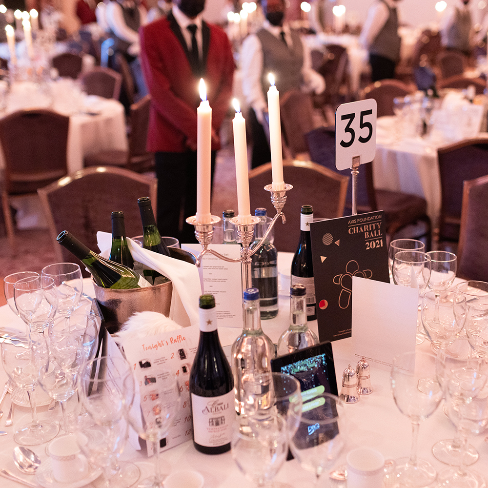 Tables set at the charity ball