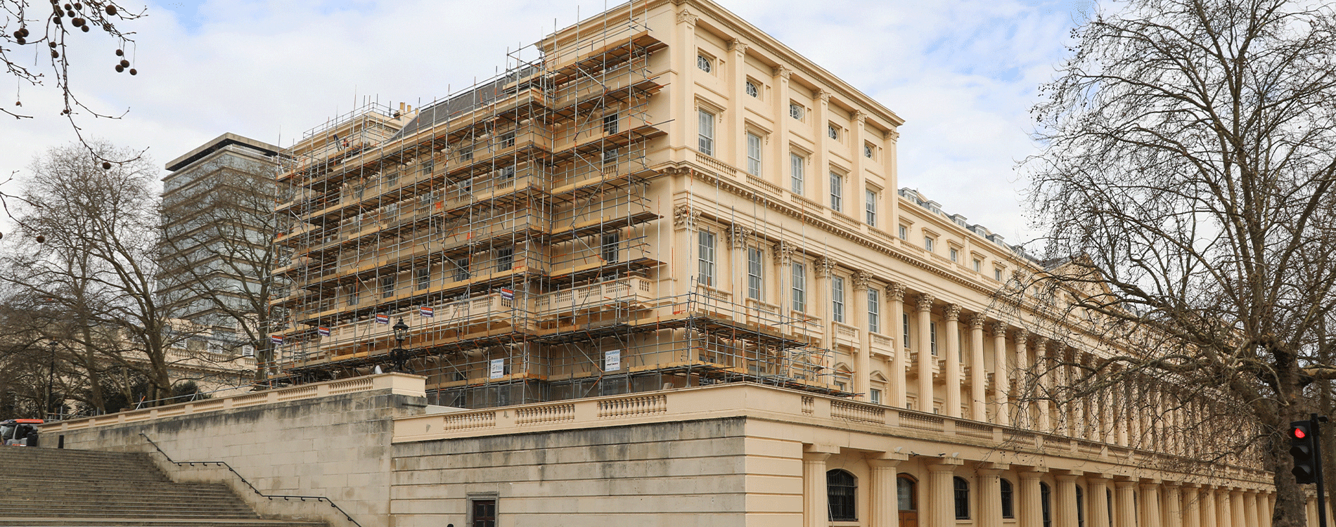 Heritage building under scaffold, Carlton House Terrace