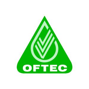Green triangle with OFTEC in white text