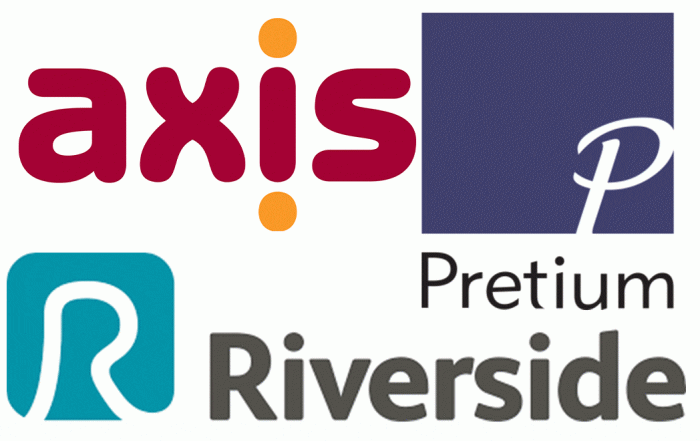 logos for Axis Pretium and Riverside Housing