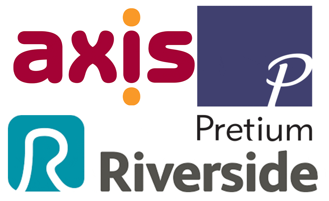 logos for Axis Pretium and Riverside Housing