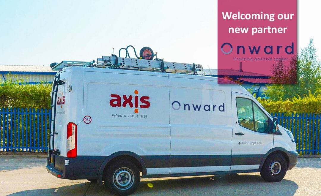 Axi van with client logo announcing new partnership with Onward