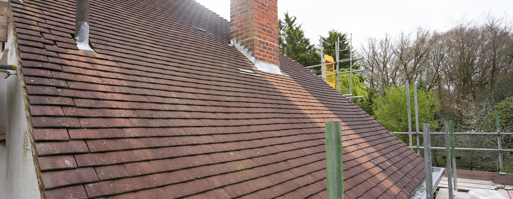 Brown roof with construction works