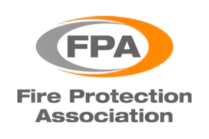 The FPA (Fire Protection Association) logo, featuring the letters FPA inside a grey and orange swoosh.