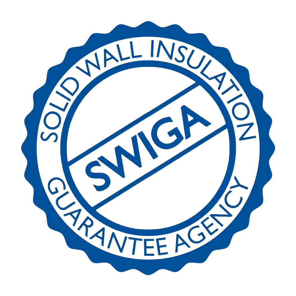 The SWIGA (Solid Wall Insulation Guarantee Agency) logo, a blue circular guarantee stamp.